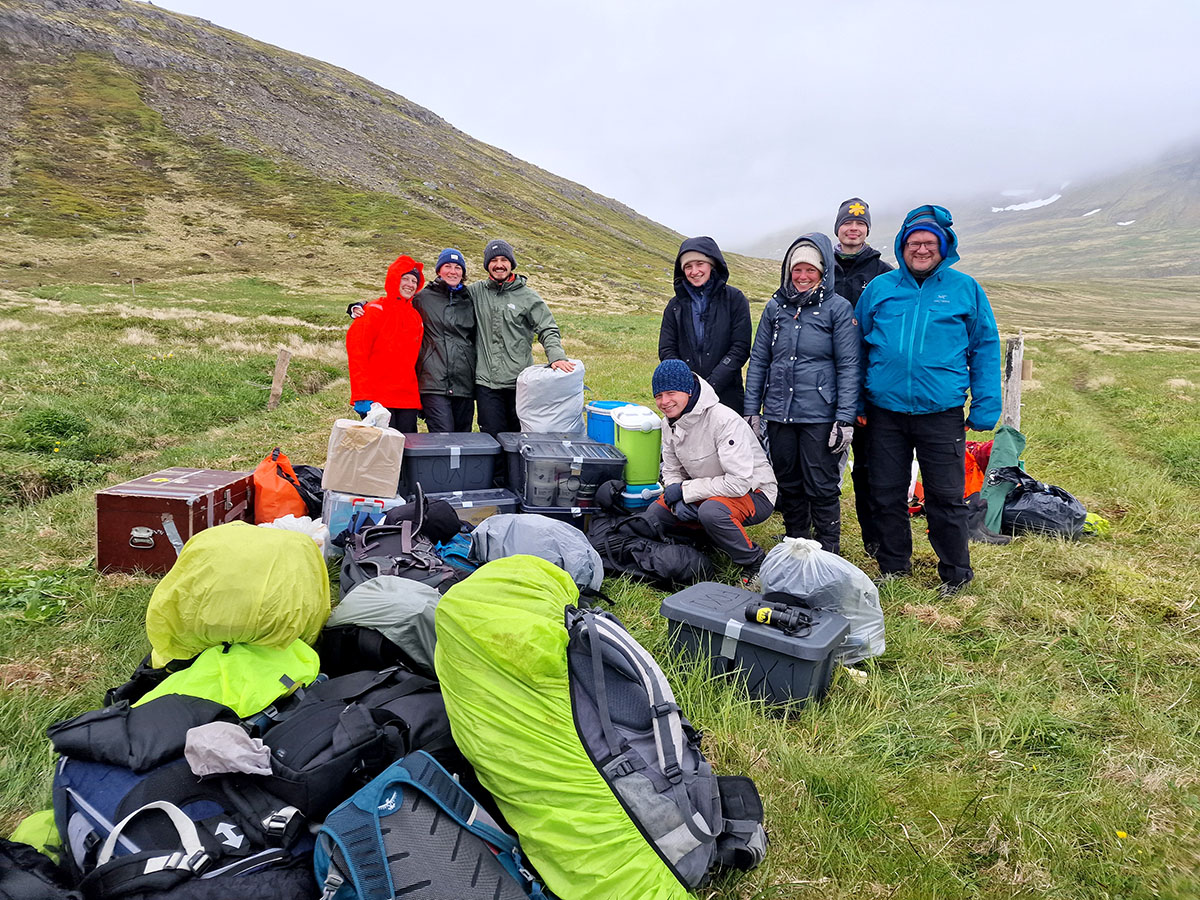 Sjálfboðaliðar við refarannsóknir í Hornvík sumarið 2022