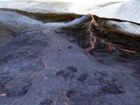 Þrívíddarlíkan af eldgosinu við Fagradalsfjall