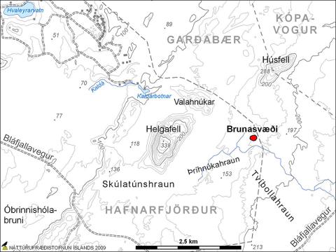 Kort af brunasvæðinu