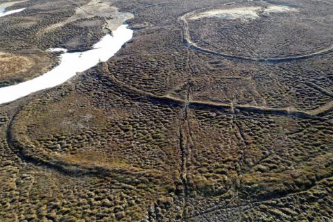 Garðlög um fornbæ í Reykjahverfi, Suður-Þingeyjarsýslu.